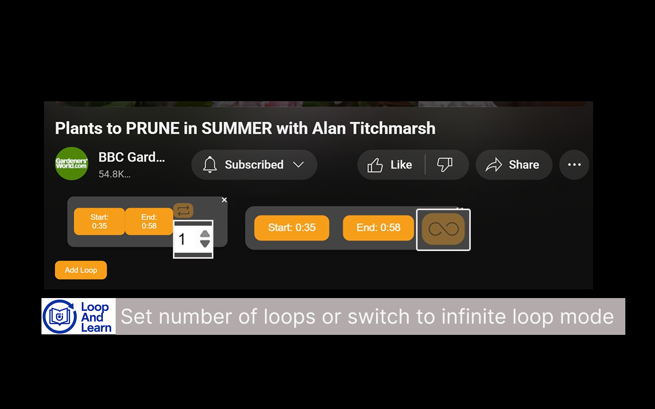 Loop and Learn for YouTube - 截图 1