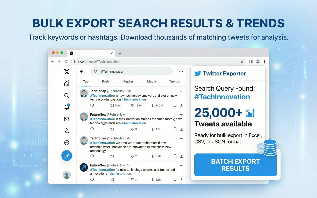 Twitter/X 导出器 - 导出推文、粉丝、书签到 CSV - 截图 4
