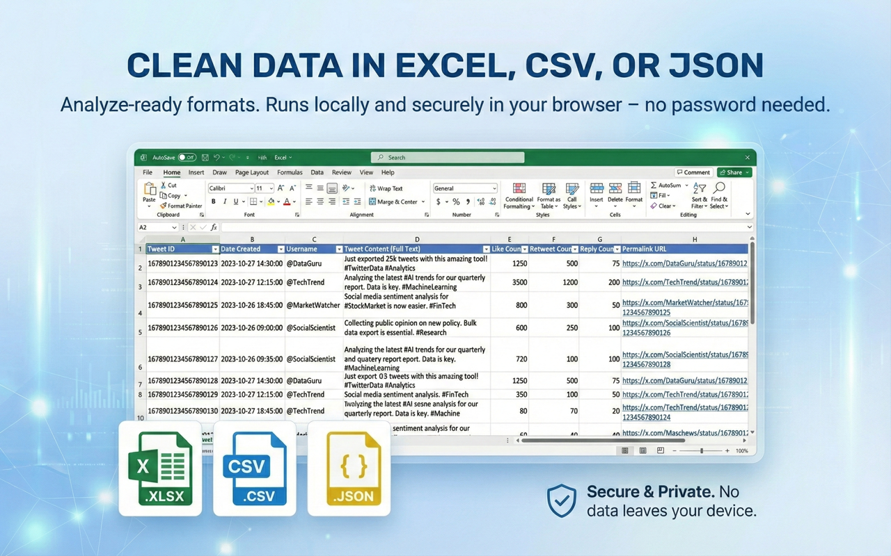 Twitter/X 导出器 - 导出推文、粉丝、书签到 CSV - 截图 5