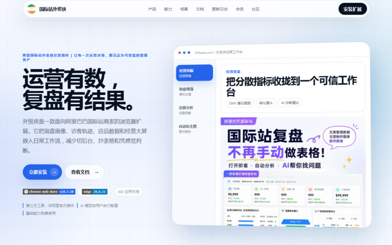 国际站外贸侠助手测试版-阿里国际站Ai运营插件 - 截图 1