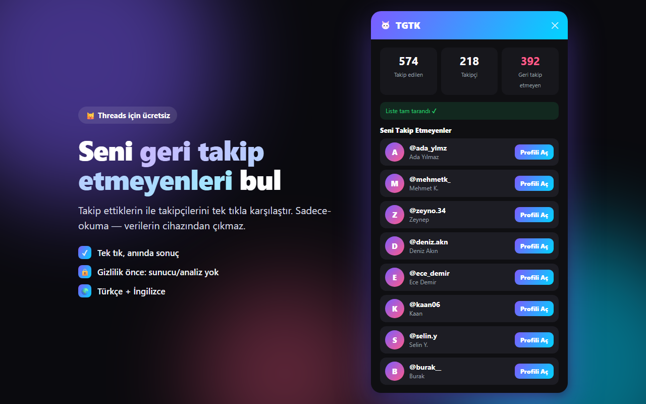 TGTK — Threads Geri Takip Kontrol - 截图 2