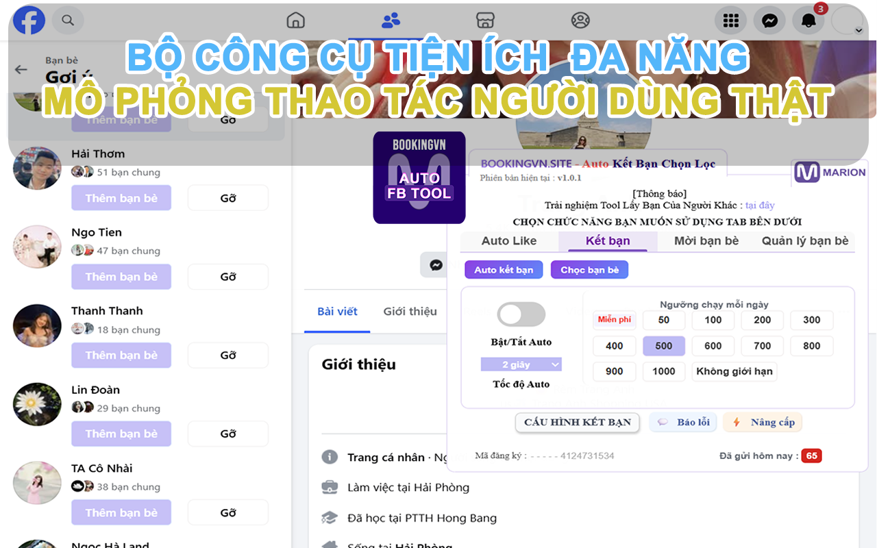 MIXTOOL - Auto Kết Bạn Full 5K & Auto Chọc Mời Like/Nhóm FB TOOL ĐA NĂNG - 截图 3
