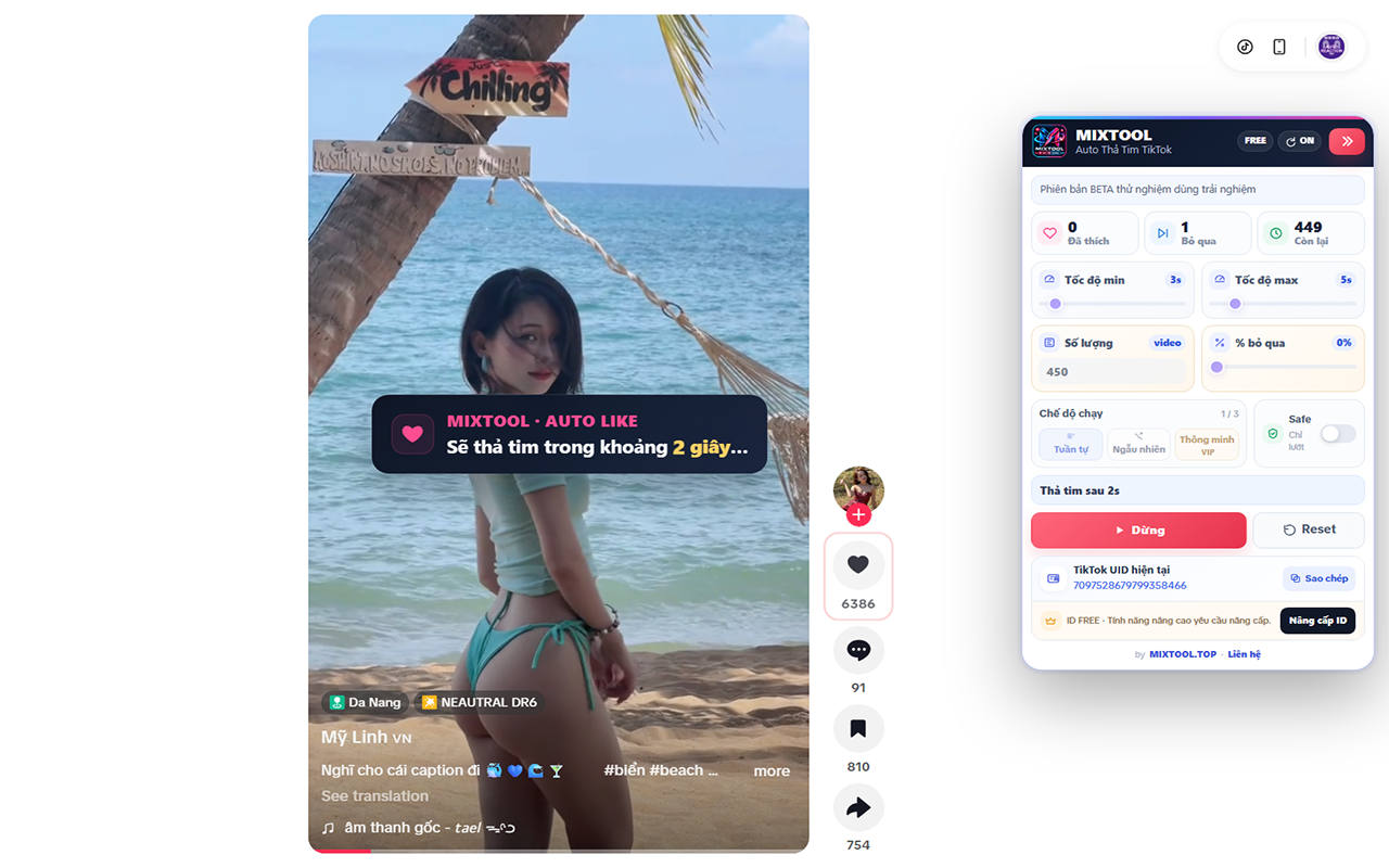 MIXTOOL - Auto Thả Tim TikTok - 截图 1