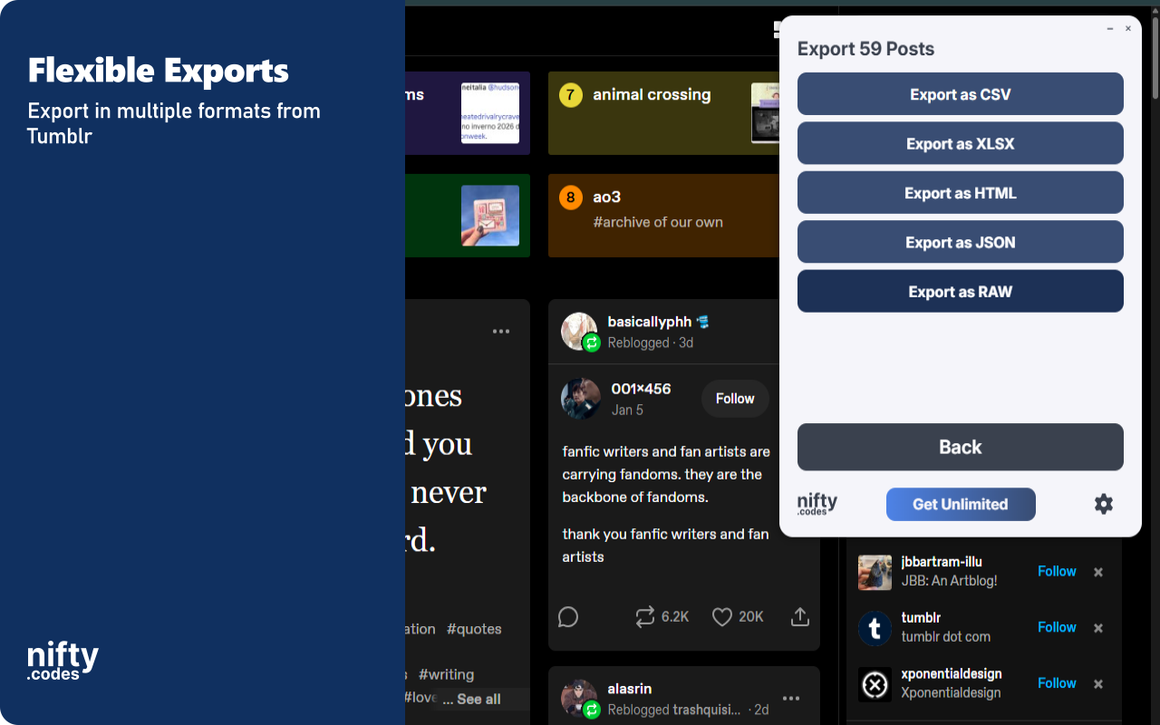 Tumblr Scraper：导出帖子、社区、转发等 - 截图 2