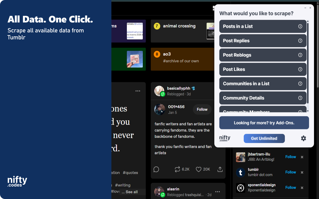 Tumblr Scraper：导出帖子、社区、转发等 - 截图 3