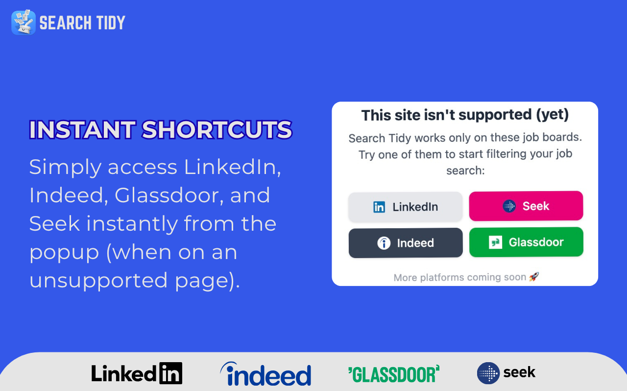Search Tidy: Job Search Filter for LinkedIn, Indeed, Glassdoor & Seek - 截图 3