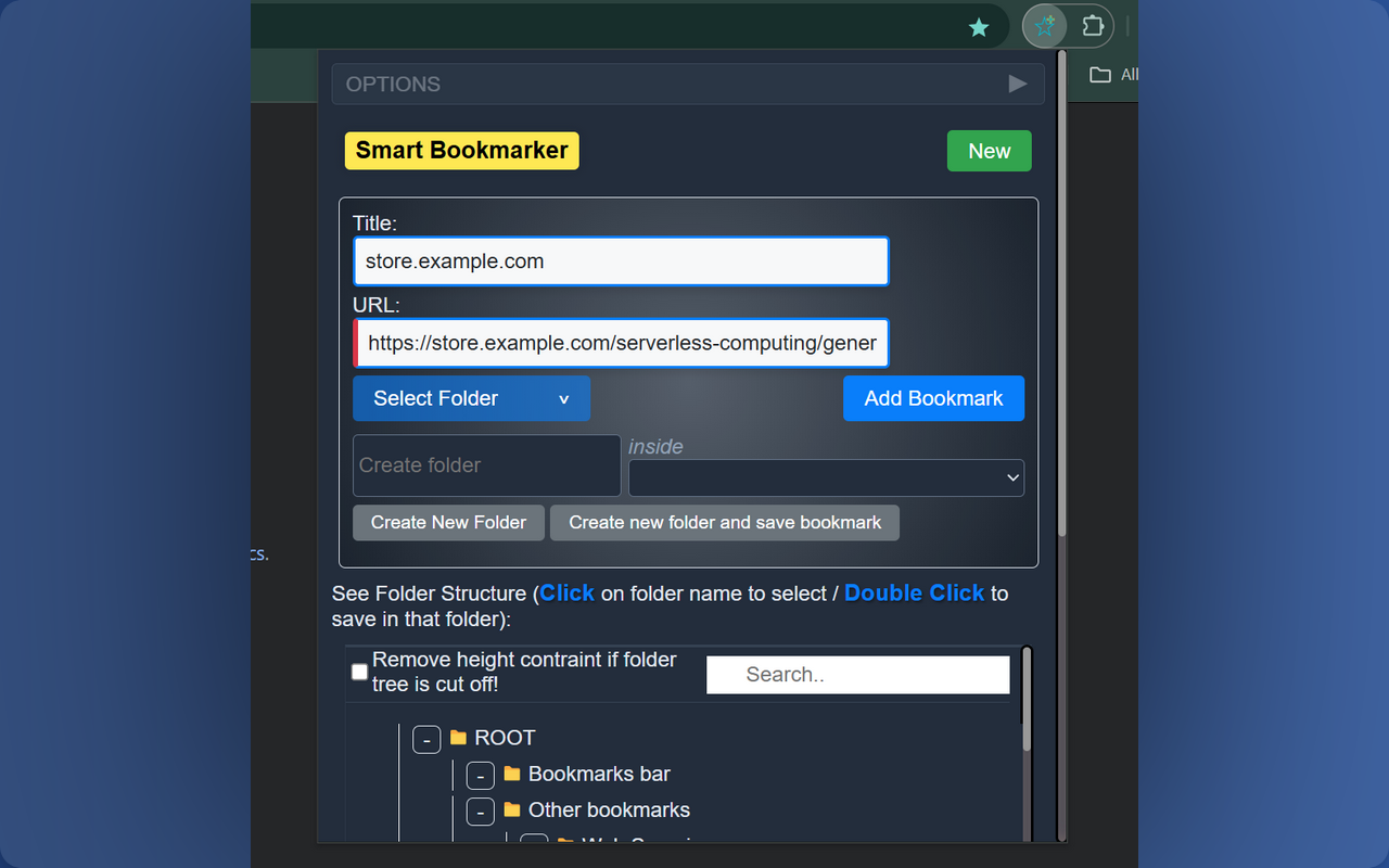 Smart Bookmarker (Save bookmark to folder) - 截图 2