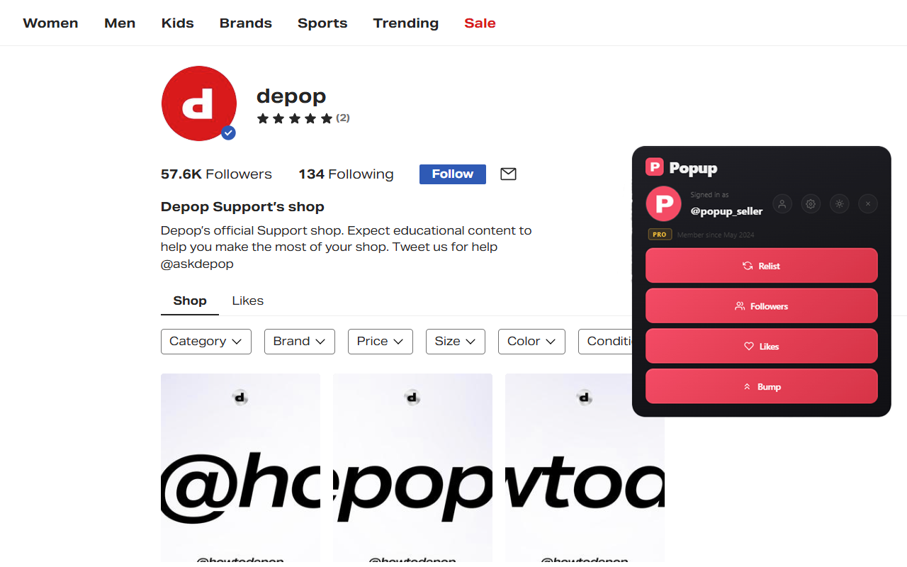 Depop Bot - Popup | Relist, Bump, Like & Follow - 截图 3