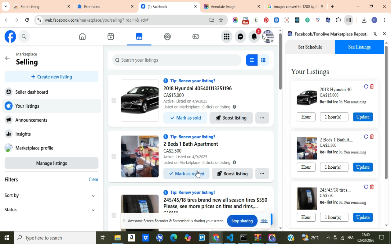 Facebook Marketplace AI Manager, Reposter, Relister - 截图 1