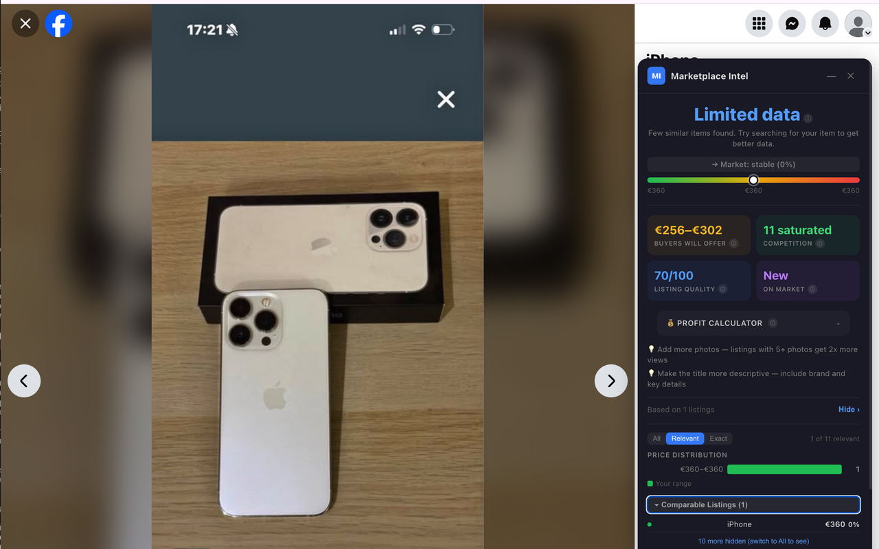 Marketplace Intel — Facebook Marketplace Price Checker - 截图 1