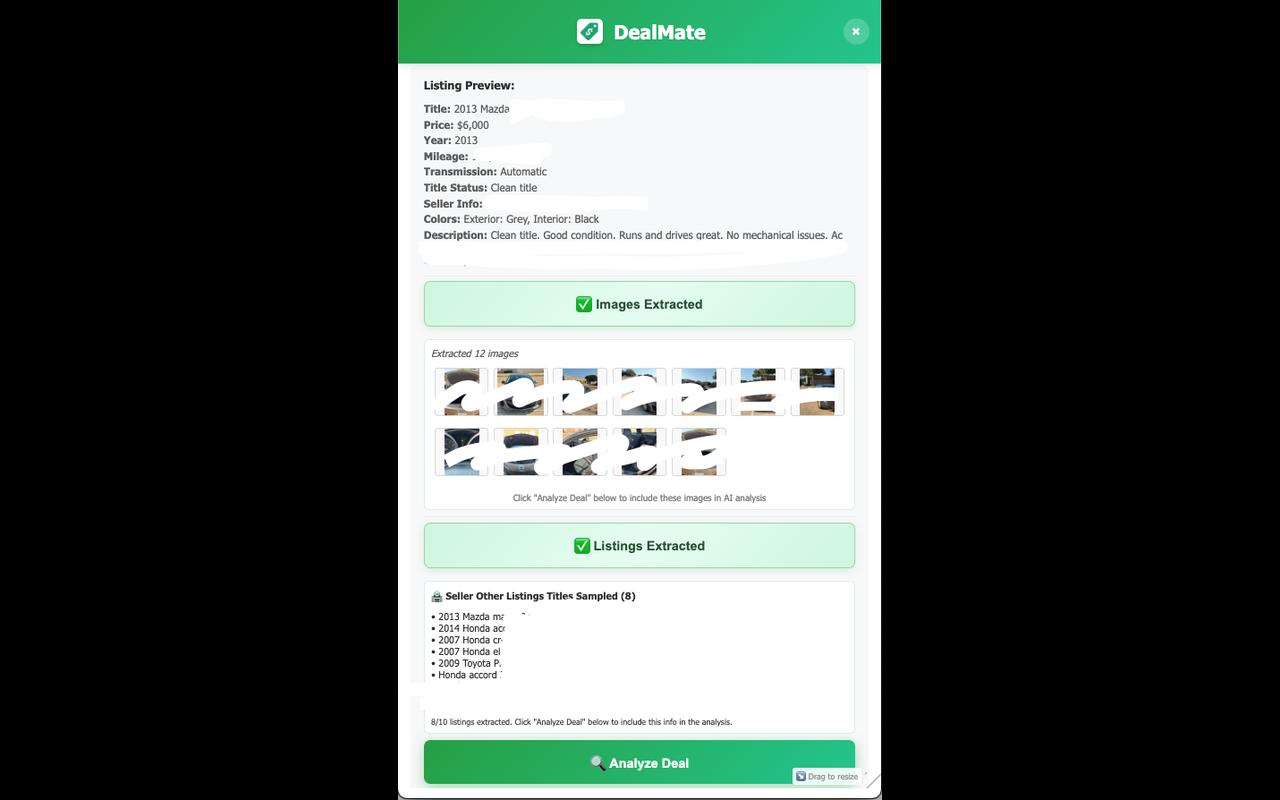 DealMate: Evaluate Facebook Car Listings - 截图 2