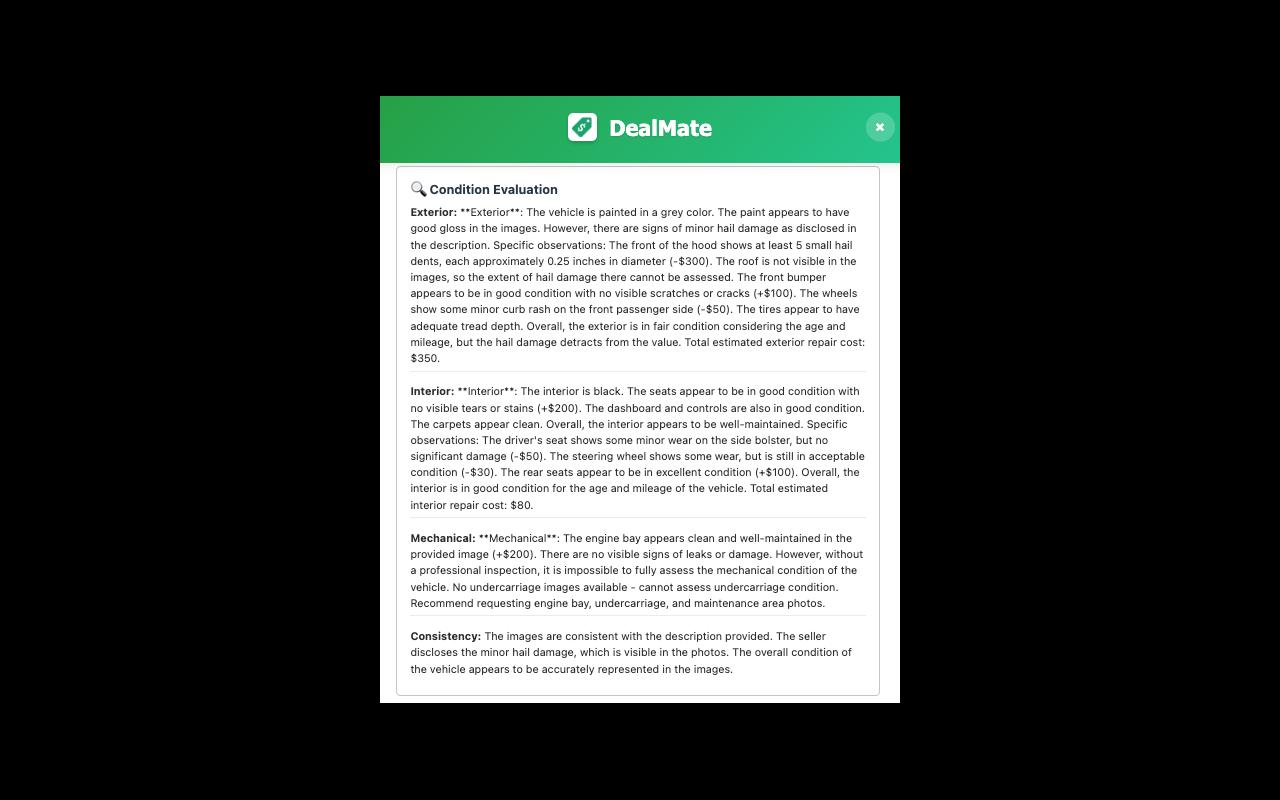 DealMate: Evaluate Facebook Car Listings - 截图 4