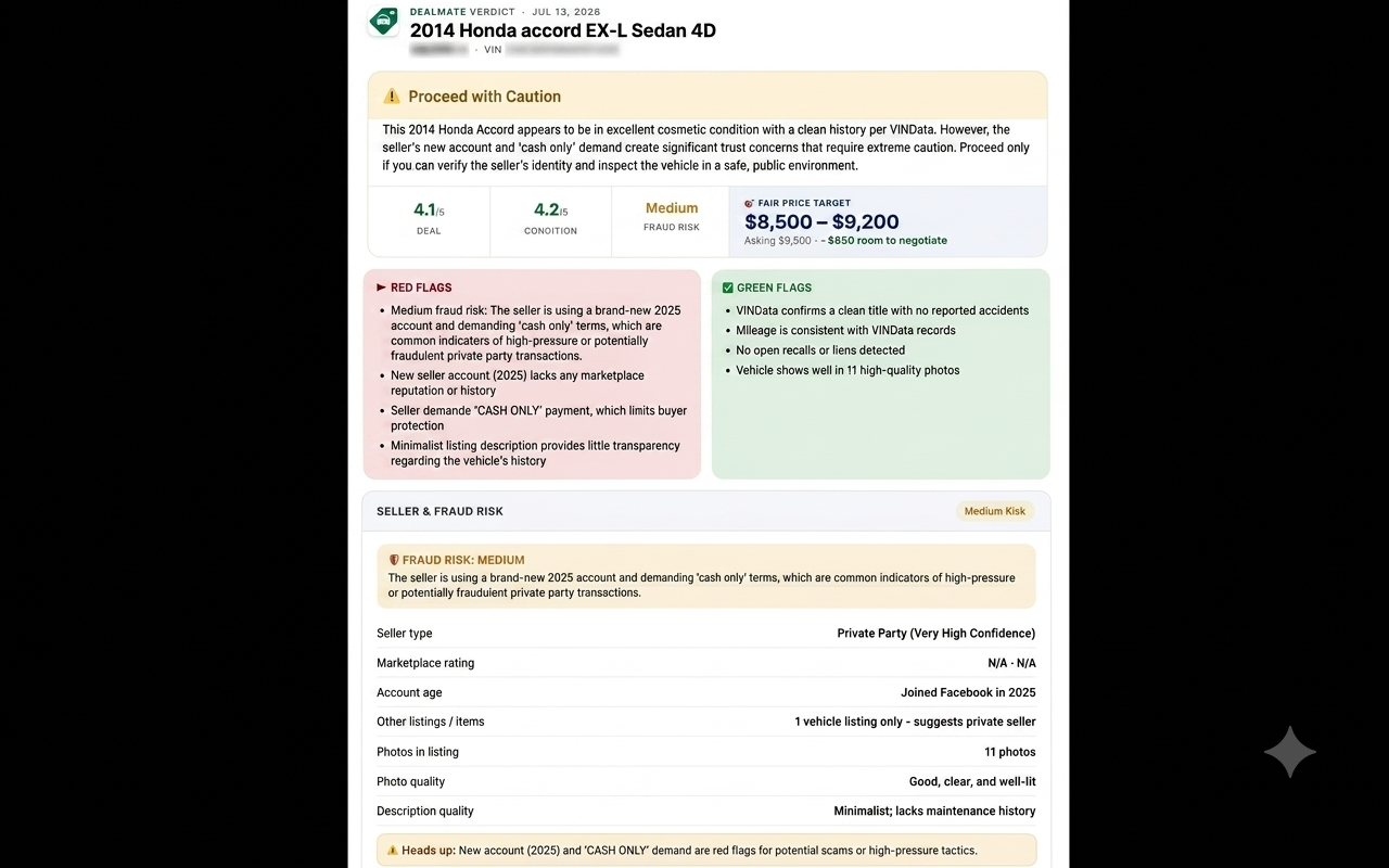 DealMate: Evaluate Facebook Car Listings - 截图 5