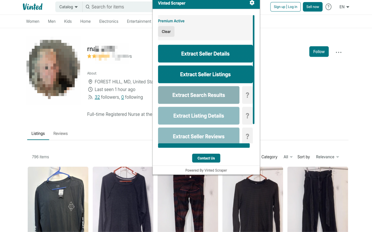 Vinted Scraper - One-Click Data Export - 截图 1