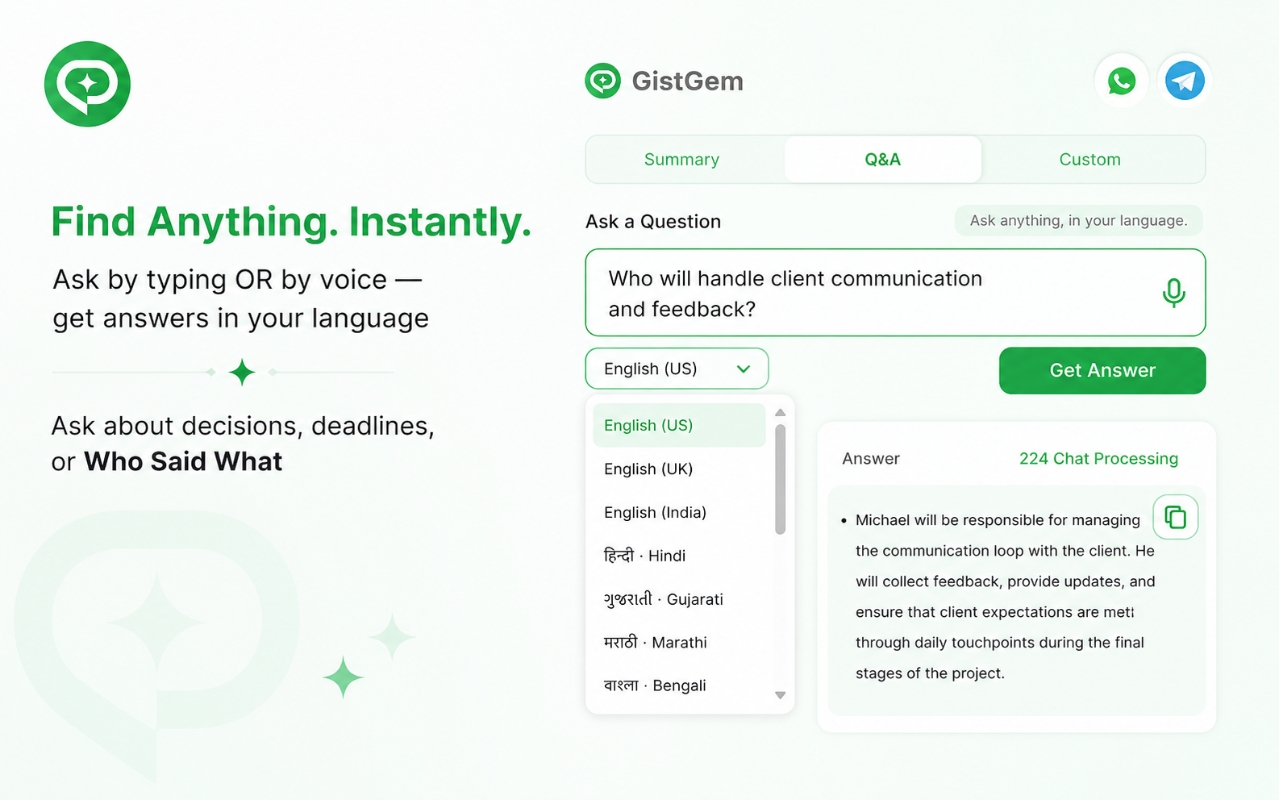 GistGem: WhatsApp & Telegram Chat Summarizer - 截图 1