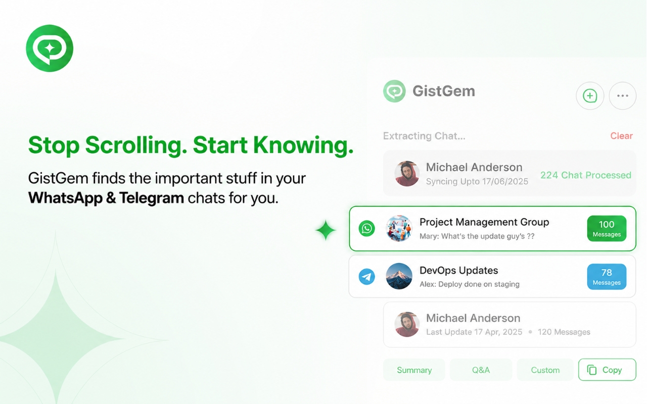 GistGem: WhatsApp & Telegram Chat Summarizer - 截图 3