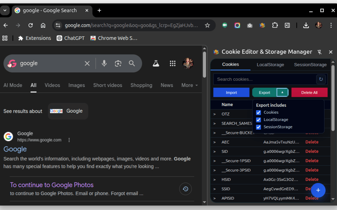 Cookie Editor & Storage Manager - 截图 1