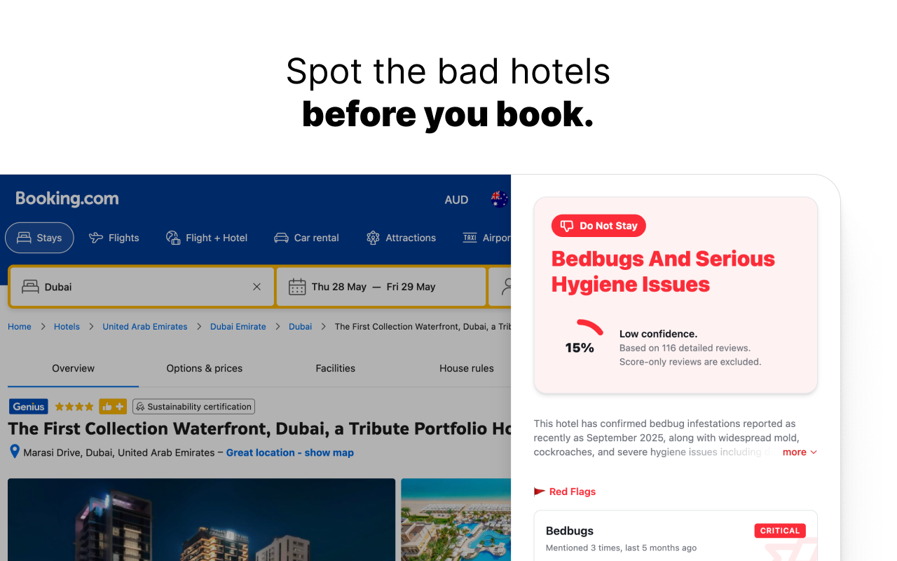 DoNotStay – Booking.com 酒店评价分析工具 - 截图 1