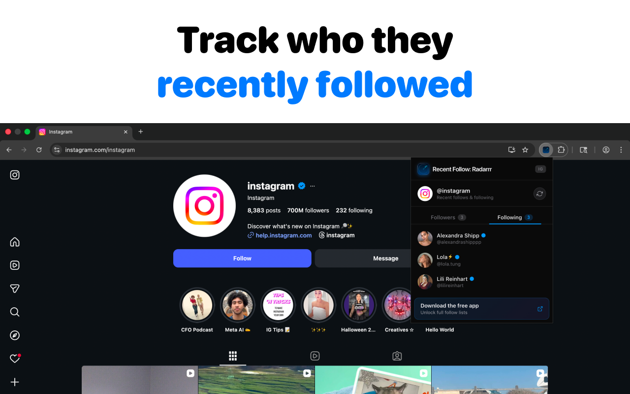 Reveal The Ick - Recent Follow for Instagram: Radarrr - 截图 3