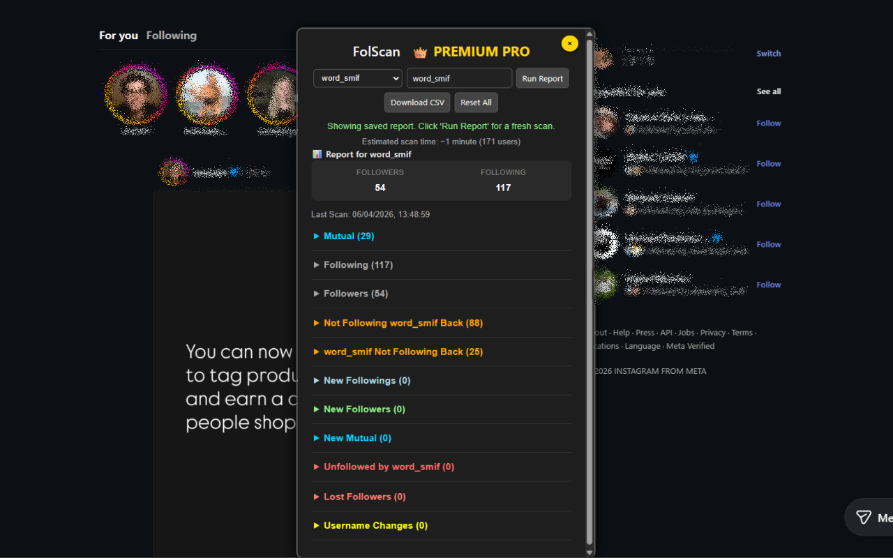 FolScan Instagram Follower Analysis - 截图 1