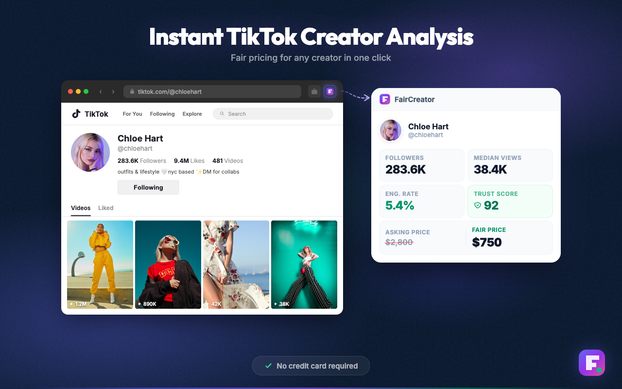 TikTok 数据分析和互动率计算器 — FairCreator - 截图 3