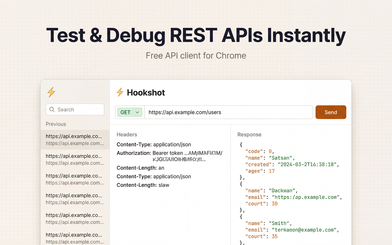 Hookshot - REST API Client & HTTP Request Tester for Developers - 截图 3