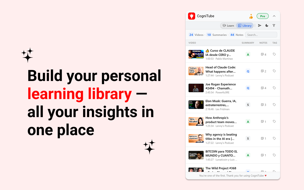 CogniTube: AI YouTube Summaries, Notes & Bookmarks - 截图 4
