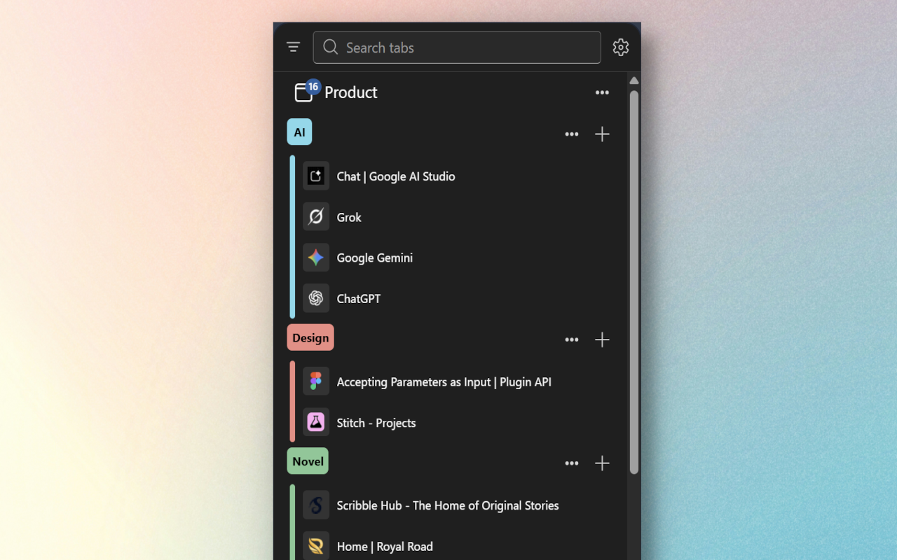Tabs Fall: Vertical Tabs In Side Panel - 截图 1