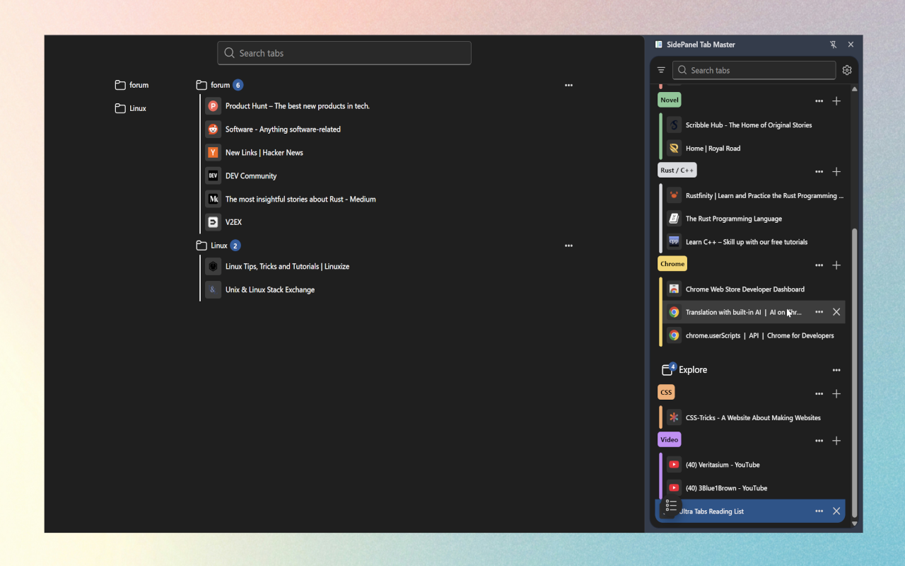 Tabs Fall: Vertical Tabs In Side Panel - 截图 3