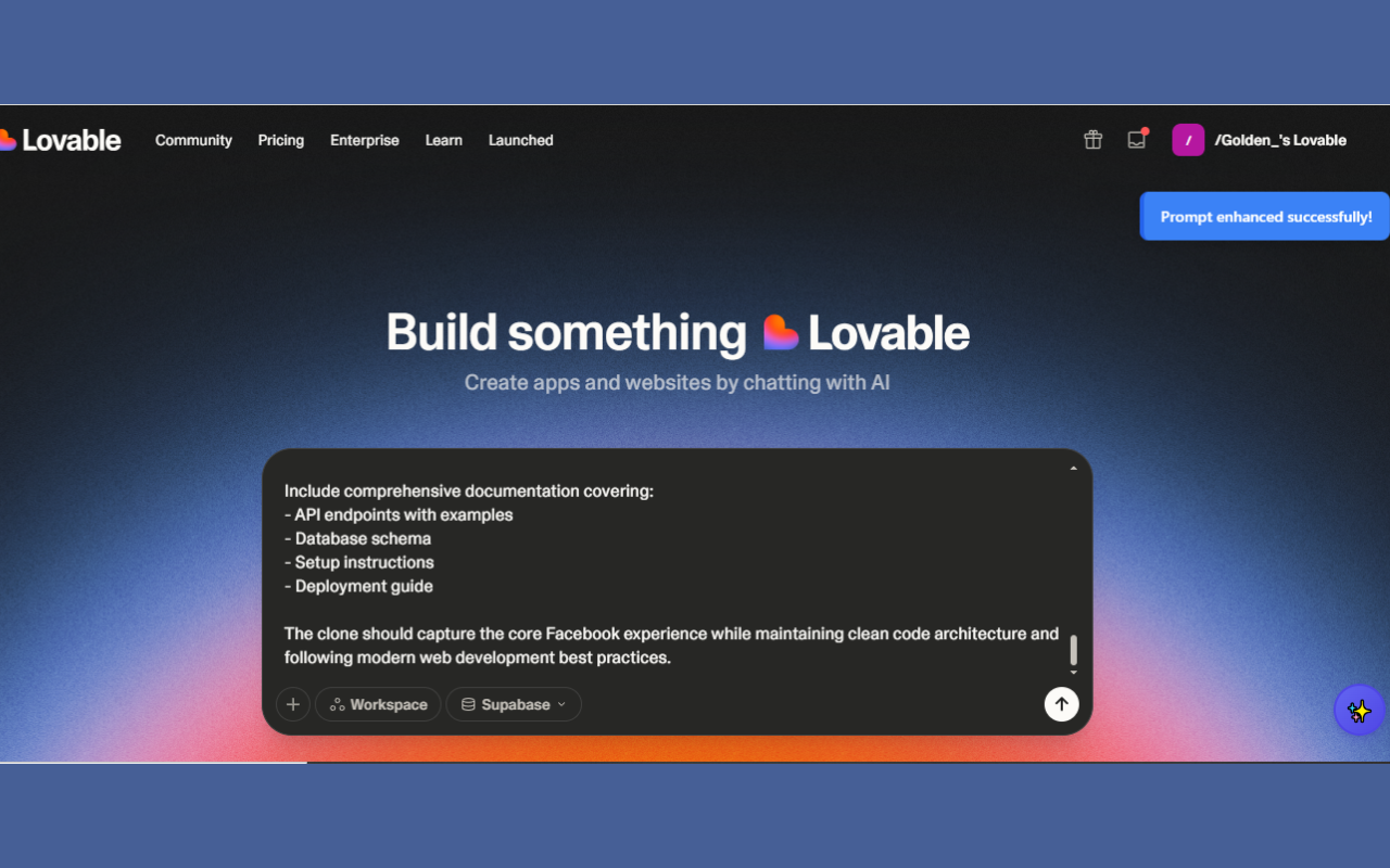 AI Prompt Enhancer for Lovable.dev - 截图 1