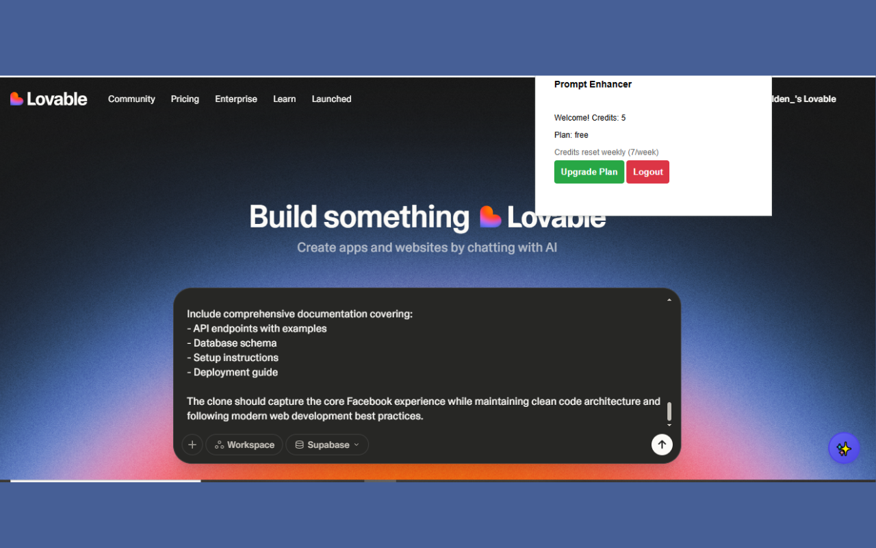 AI Prompt Enhancer for Lovable.dev - 截图 2