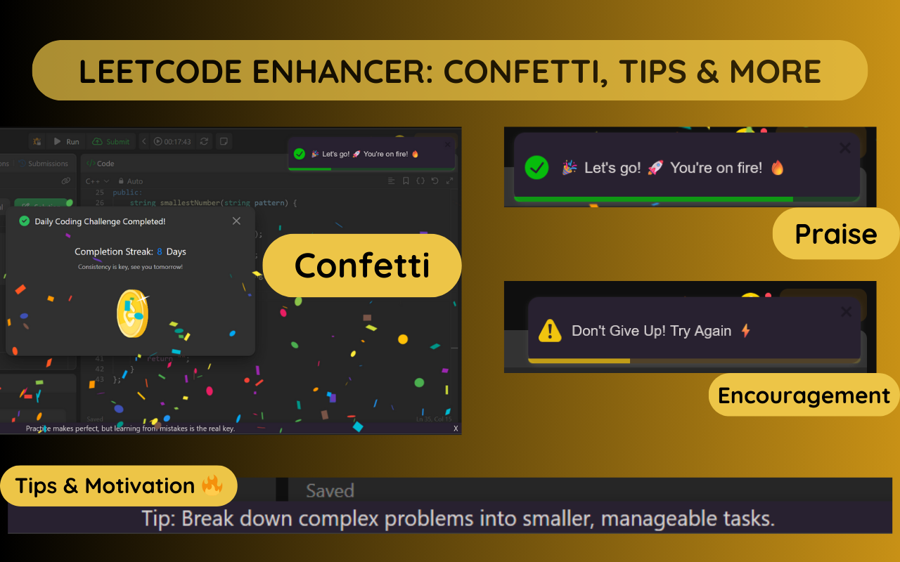 LeetCode Enhancer: Confetti, Tips & Motivation - 截图 2