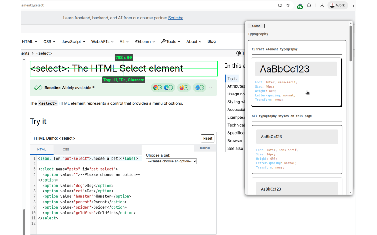 CSS Peek: Element Inspector - 截图 1