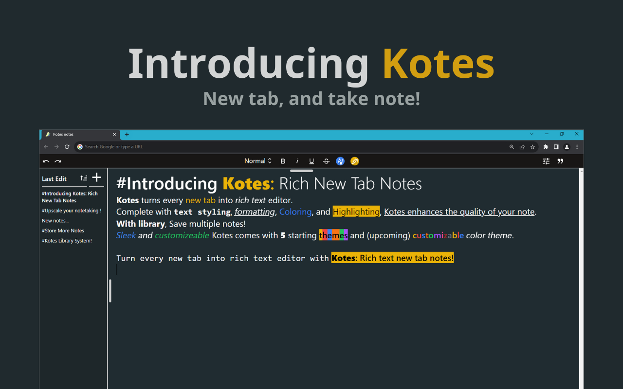Kotes: Rich New Tab Notes - 截图 3