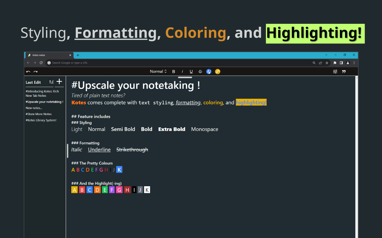 Kotes: Rich New Tab Notes - 截图 4