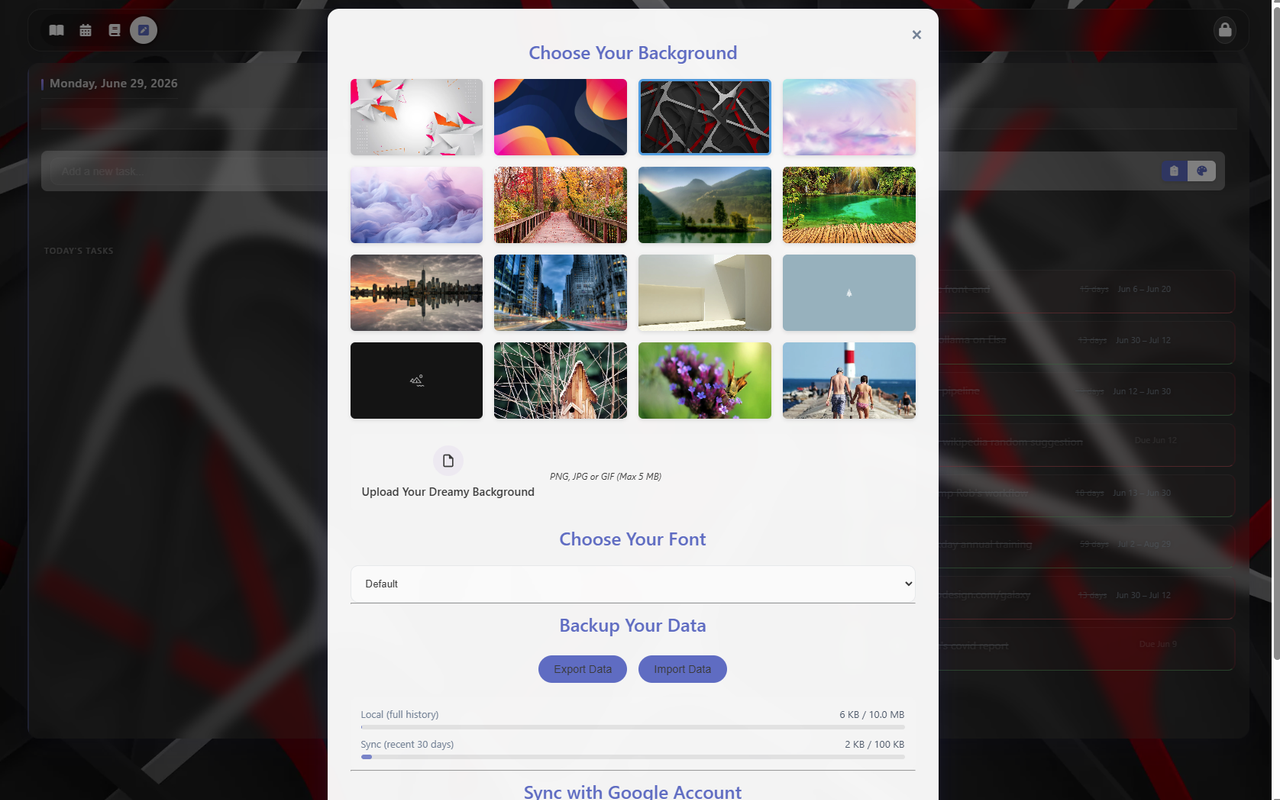 Dreamy Tab - Journal, Calendar & To-Do Dashboard - 截图 3
