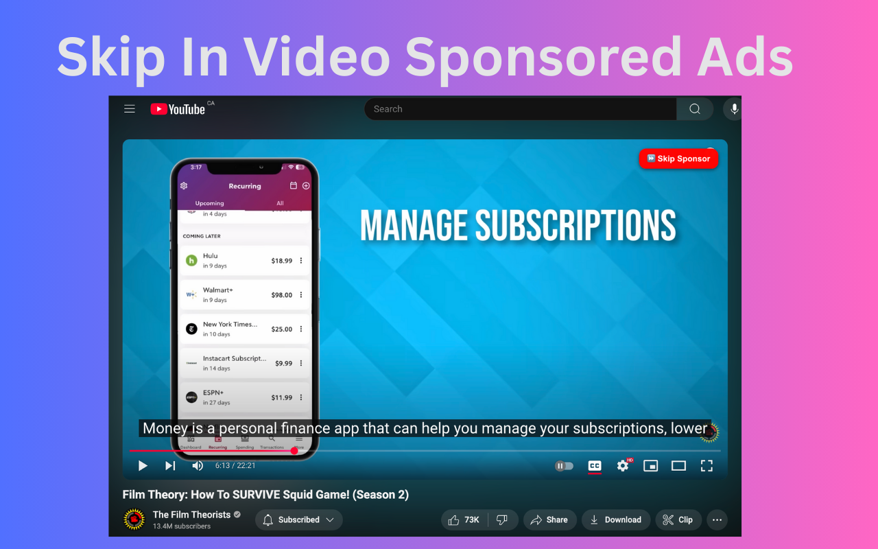 Skip Youtube Sponsors - 截图 1