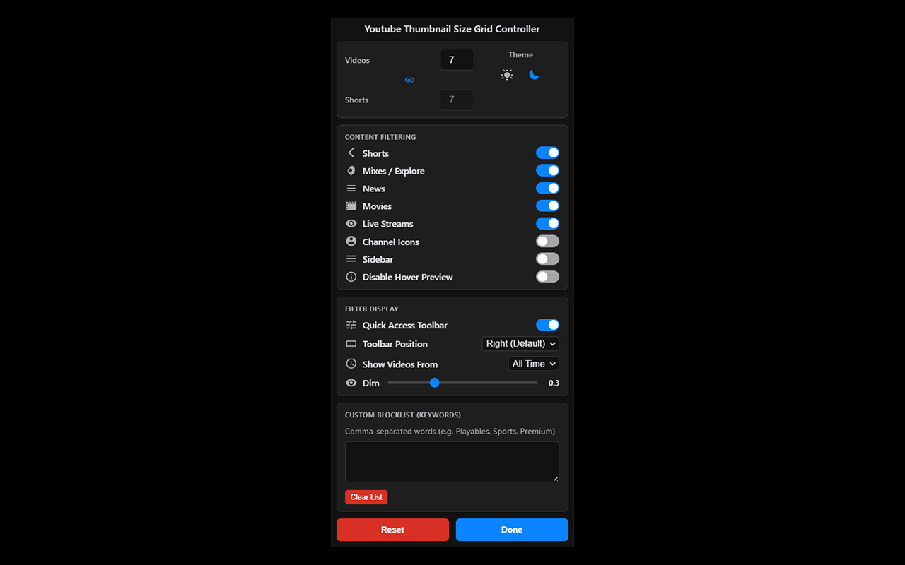 Youtube Thumbnail Size Grid Controller - 截图 1