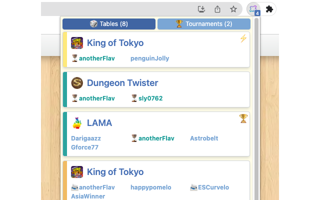 Board Game Arena (BGA) Chrome Extension - boardgamearena.com - 截图 4