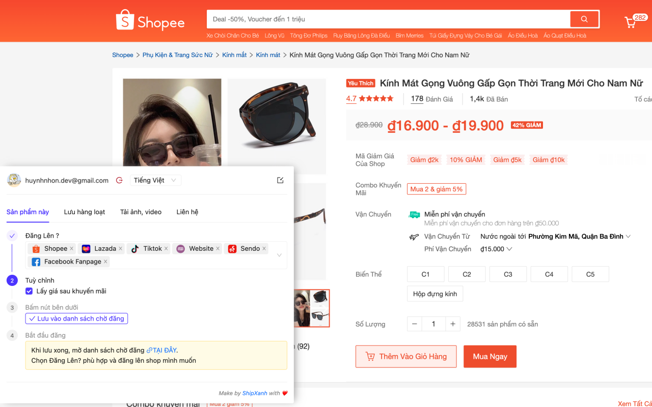 ShipXanh 复制列表、克隆商店、显示电子商务费用、月销售额 - 截图 4