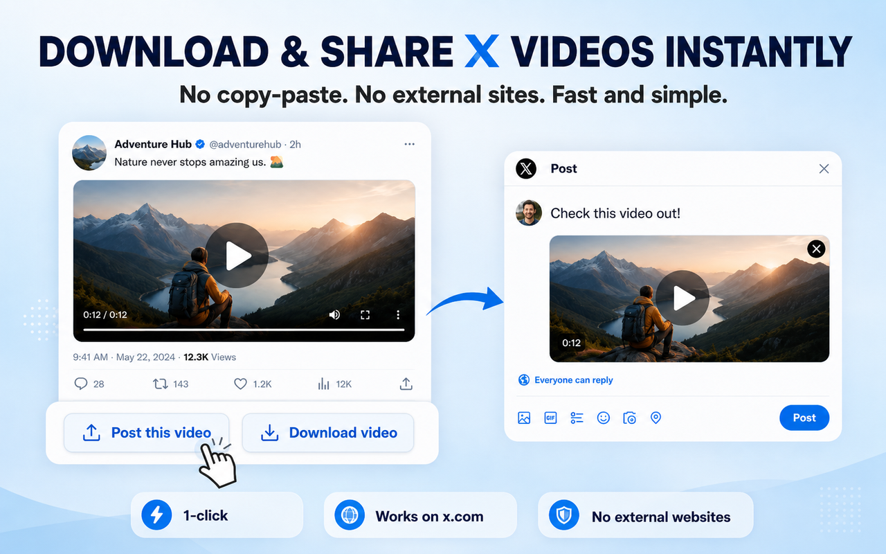 xSave - the best X (Twitter) Video Downloader for Chrome - 截图 1