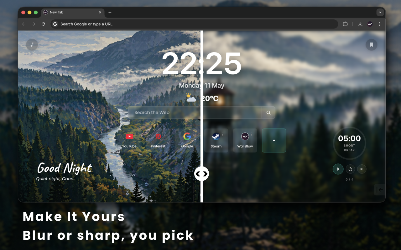 Wallsflow New Tab: Live Wallpapers, Widgets & Focus Music - 截图 2