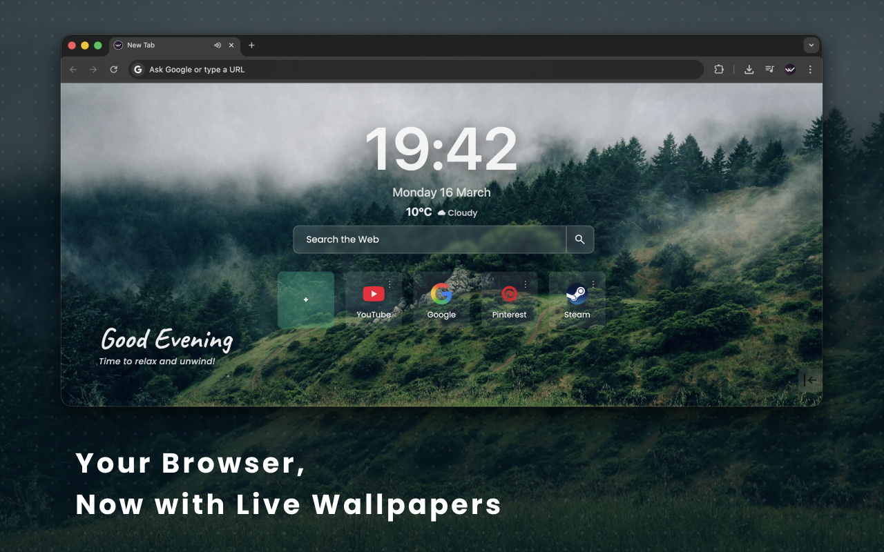 Wallsflow New Tab: Live Wallpapers, Widgets & Focus Music - 截图 3
