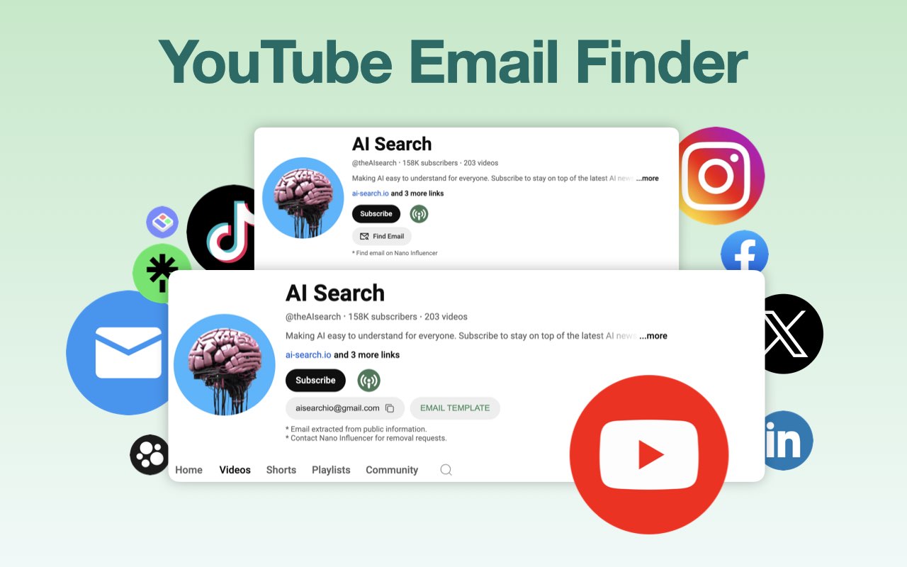 YouTube博主邮箱提取工具 - 10秒获取UP主联系方式 - 截图 2