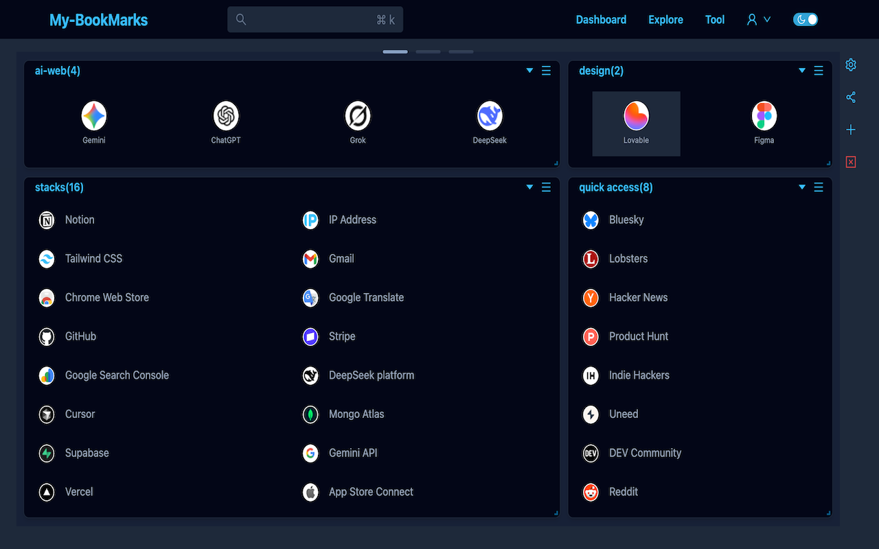 Bookmark Dashboard - 你的每日书签工作空间 - 截图 5