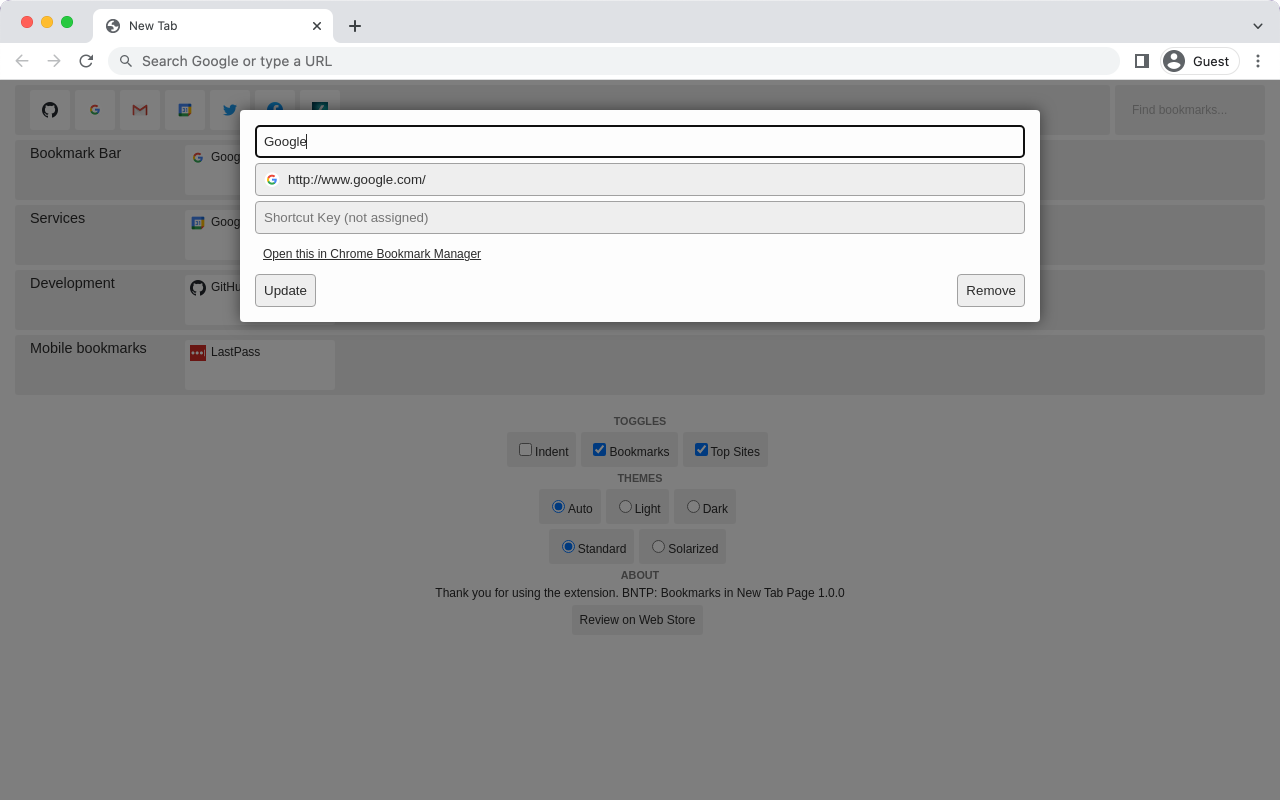 BNTP: Bookmarks in New Tab Page - 截图 2