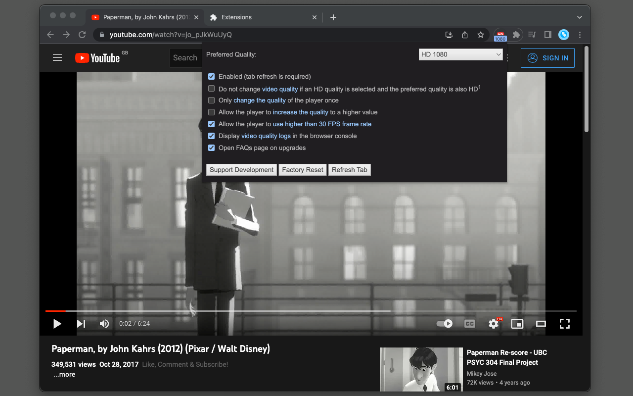Auto High Quality for YouTube™ - 截图 3