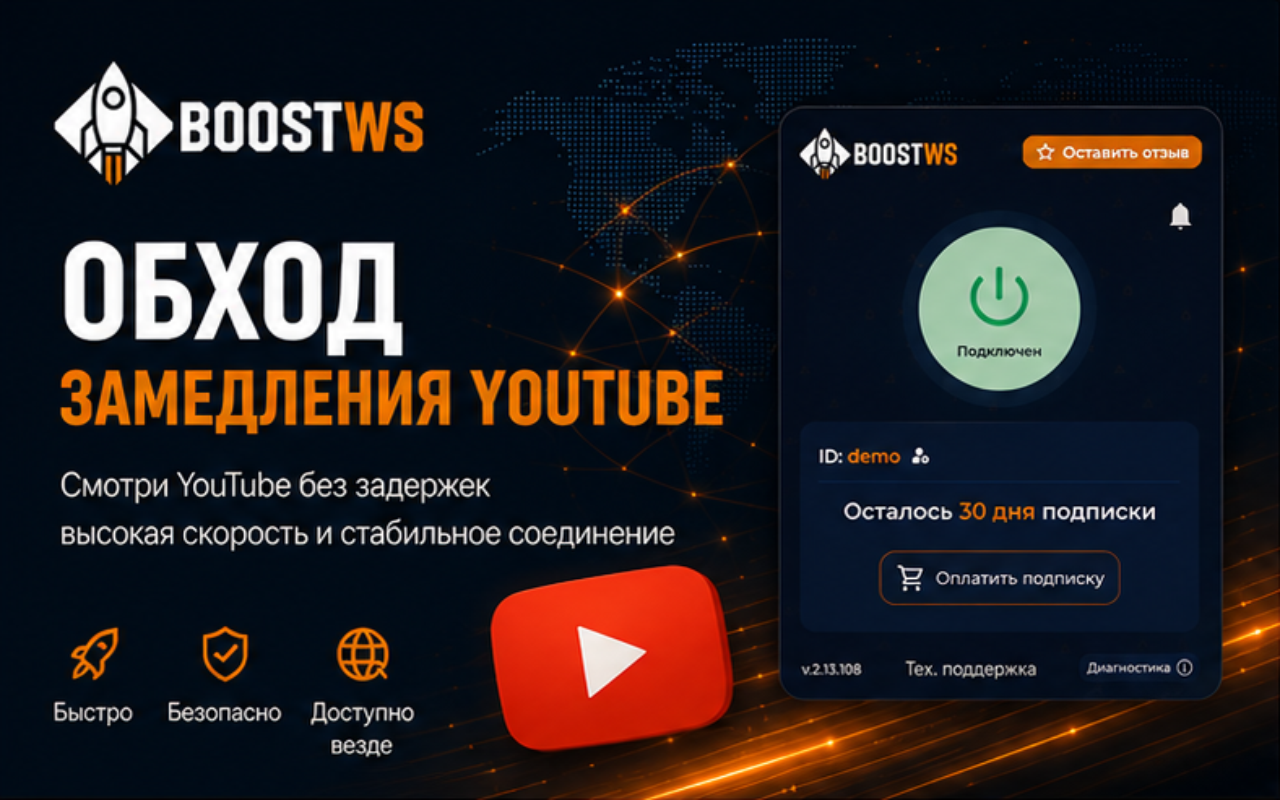 BoostWS - для браузера. Обход замедления YouTube. - 截图 2
