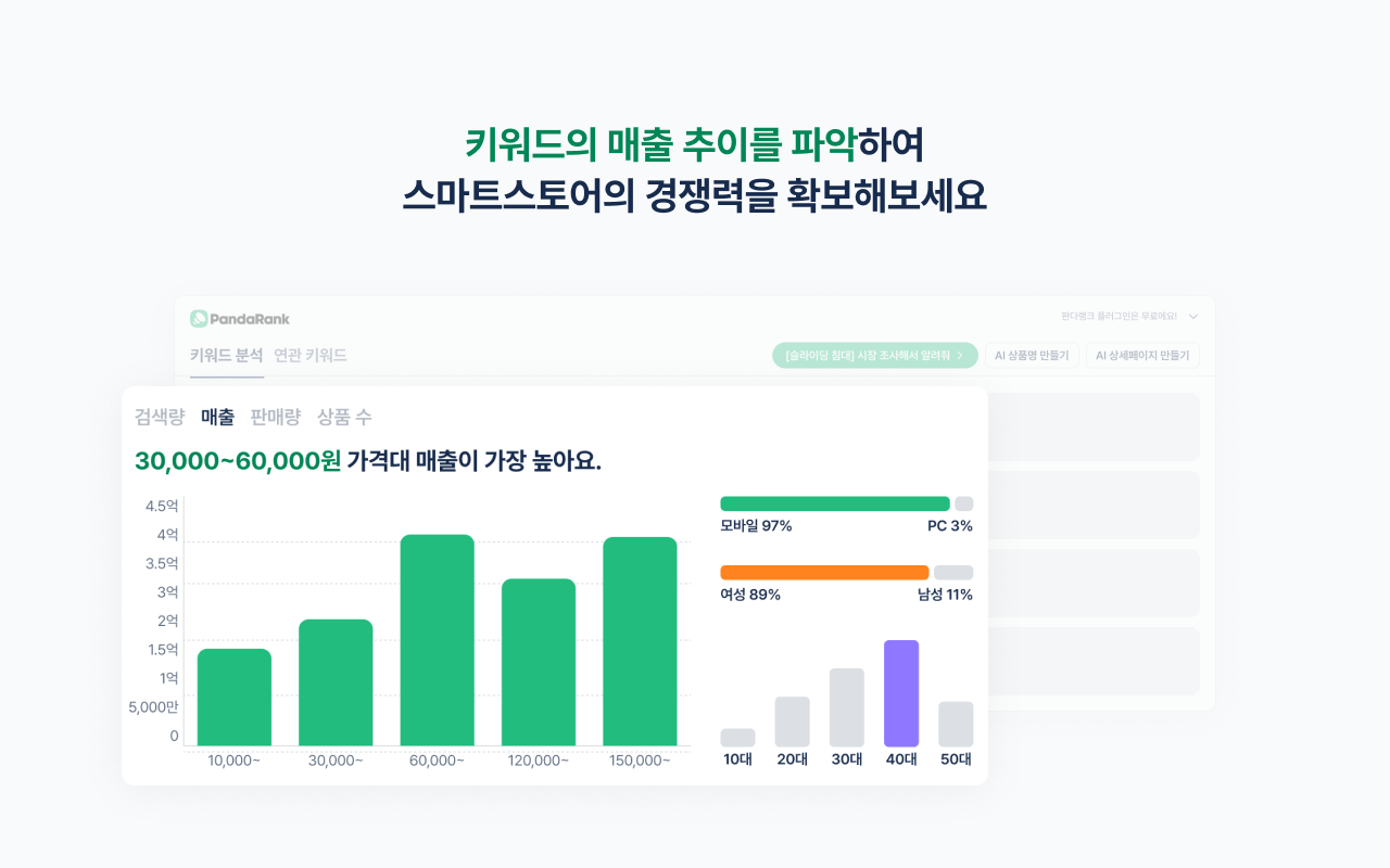 판다랭크 셀러 도구 | 네이버쇼핑, 스마트스토어, 상품분석, 키워드분석, 시장분석 관리 - 截图 2