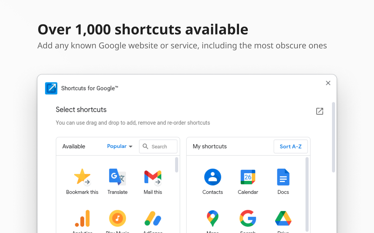 Shortcuts for Google™ - 截图 2